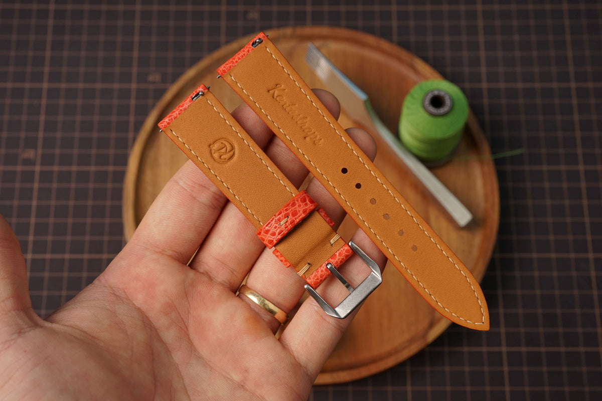 Bespoke Orange Toad Leather Watch Strap