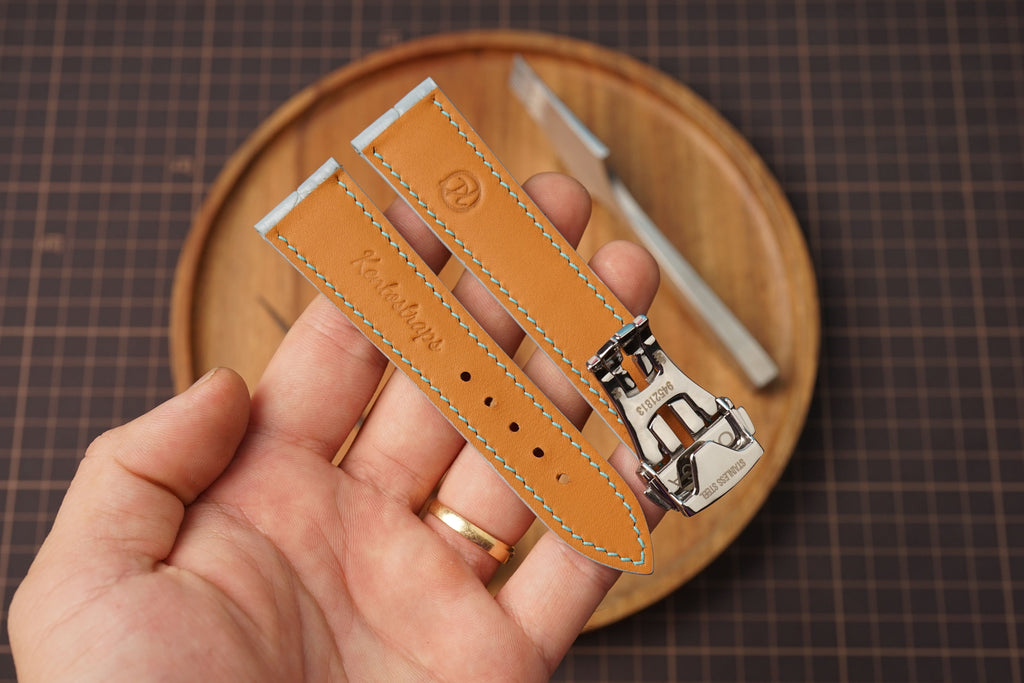 Bespoke Light Blue Alligator Leather Watch Strap for Omega