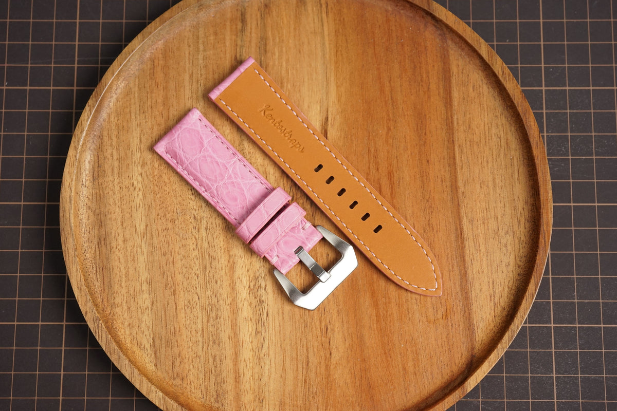Bespoke Light Pink Alligator Leather Watch Strap for Panerai 20/22/24/26/27mm