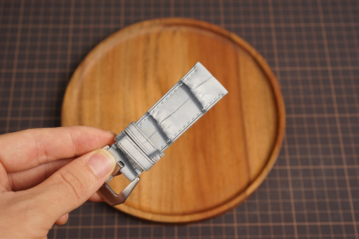 Bespoke Gray Nubuck Alligator Leather Watch Strap for Panerai 20/22/24/26/27mm