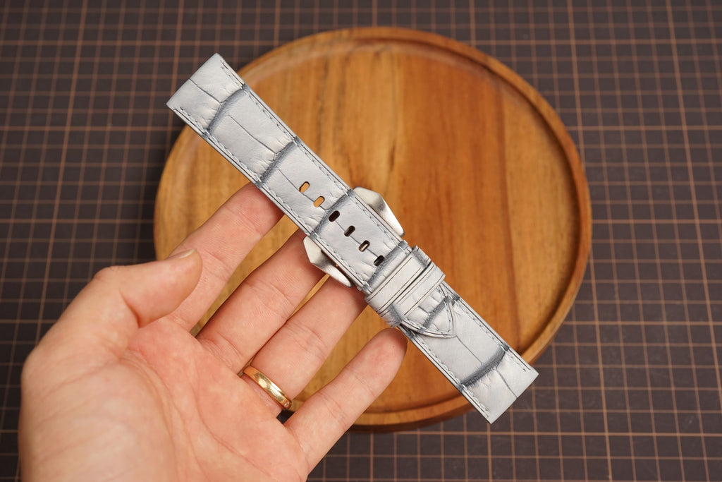 Bespoke Gray Nubuck Alligator Leather Watch Strap for Panerai 20/22/24/26/27mm