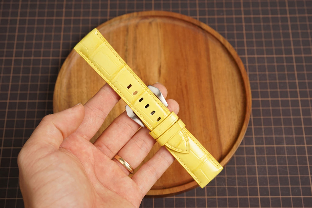 Bespoke Light Yellow Alligator Leather Watch Strap for Panerai 20/22/24/26mm