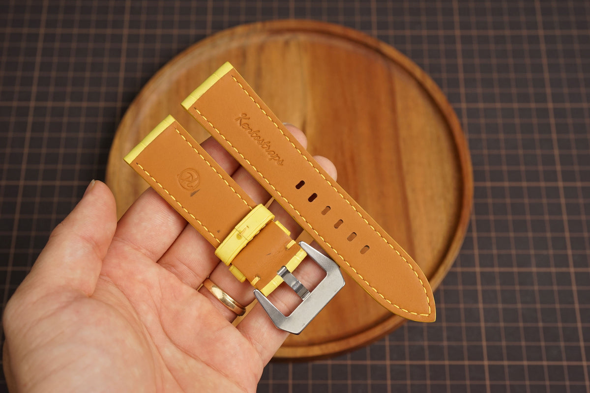 Bespoke Light Yellow Alligator Leather Watch Strap for Panerai 20/22/24/26mm