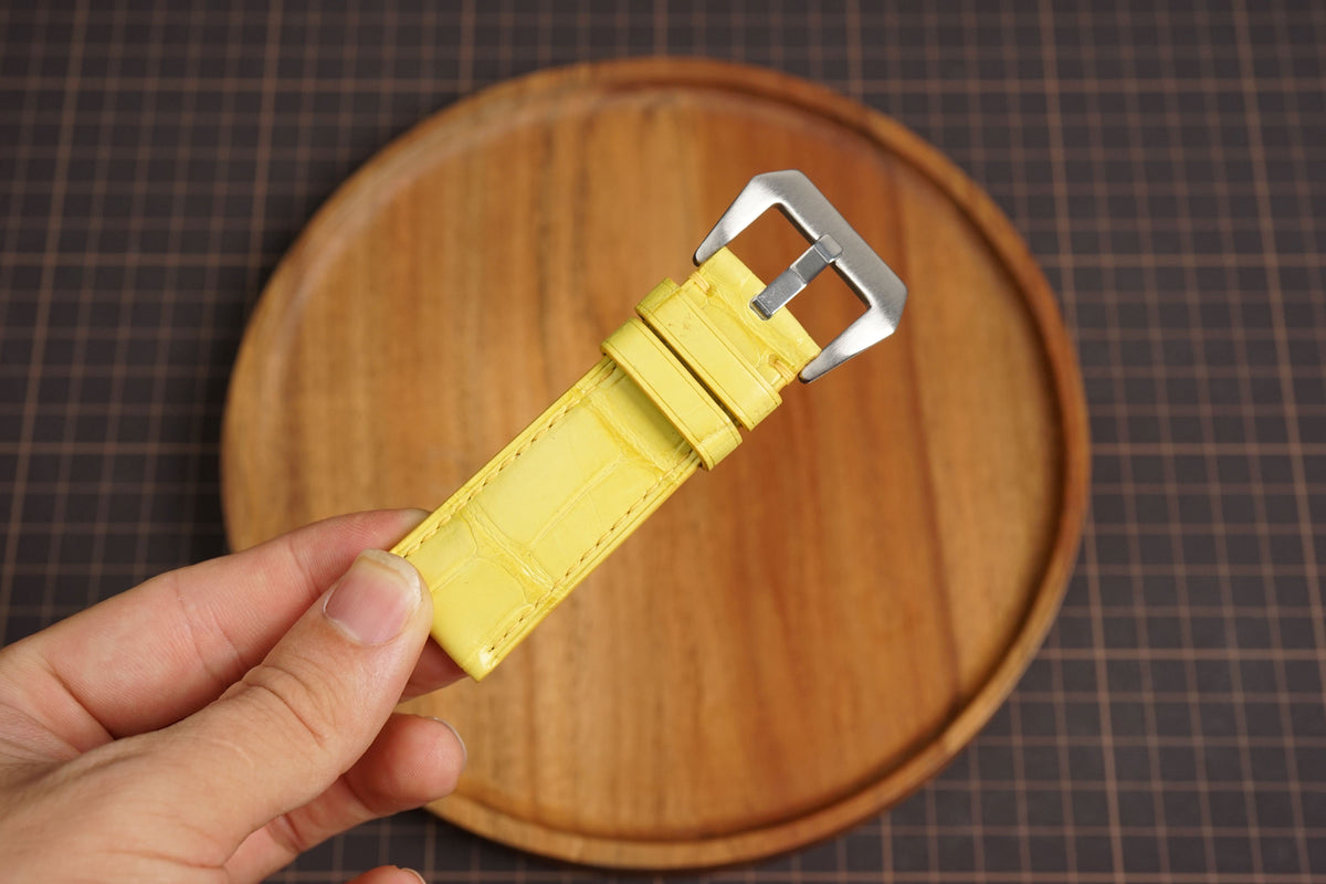 Bespoke Light Yellow Alligator Leather Watch Strap for Panerai 20/22/24/26mm