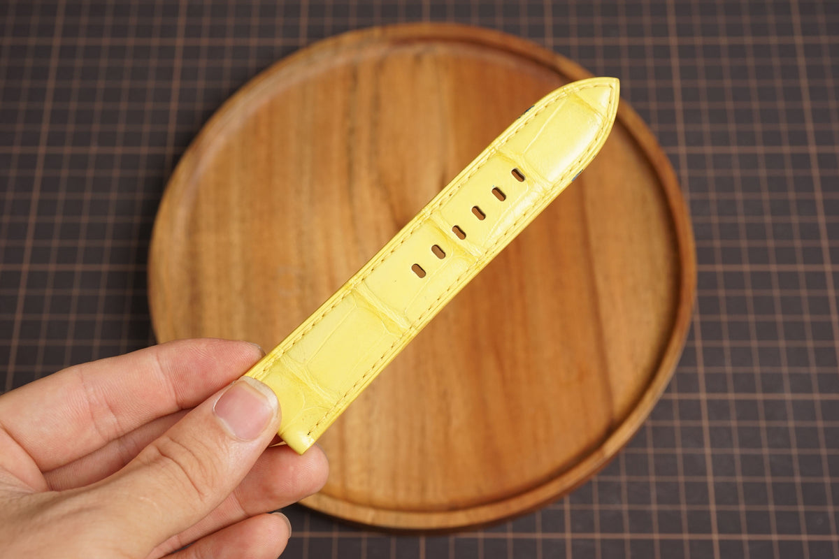 Bespoke Light Yellow Alligator Leather Watch Strap for Panerai 20/22/24/26mm