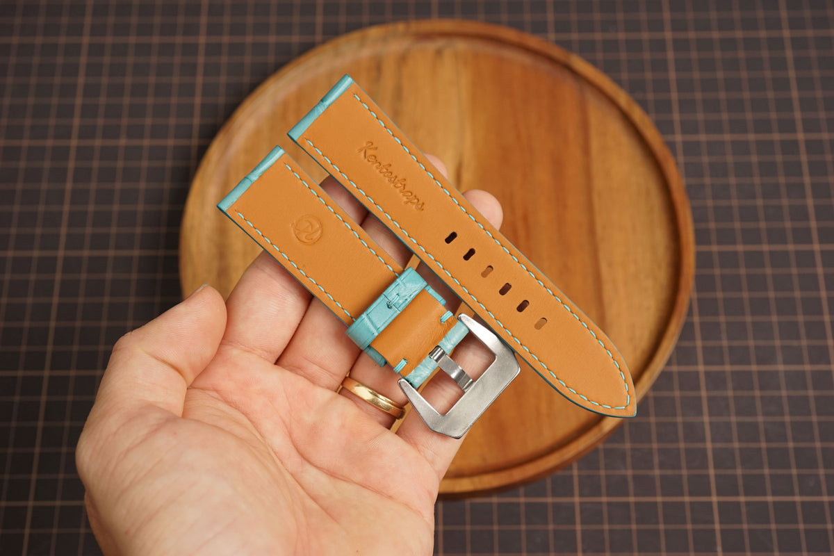 Bespoke Sky Blue Alligator Leather Watch Strap for Panerai 20/22/24/26mm