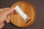 Bespoke White Alligator Leather Watch Strap with Blue Stitching for Panerai 20/22/24/26/27mm