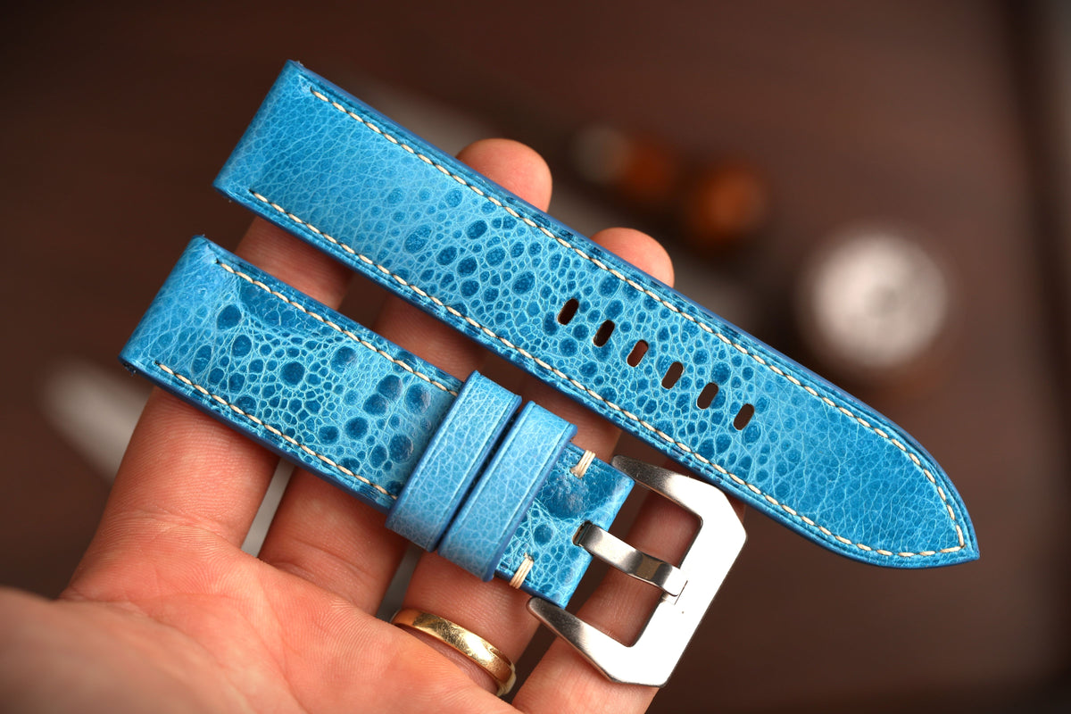 Bespoke Blue Toad Leather Watch Strap for Panerai 20/22/24/26/27mm