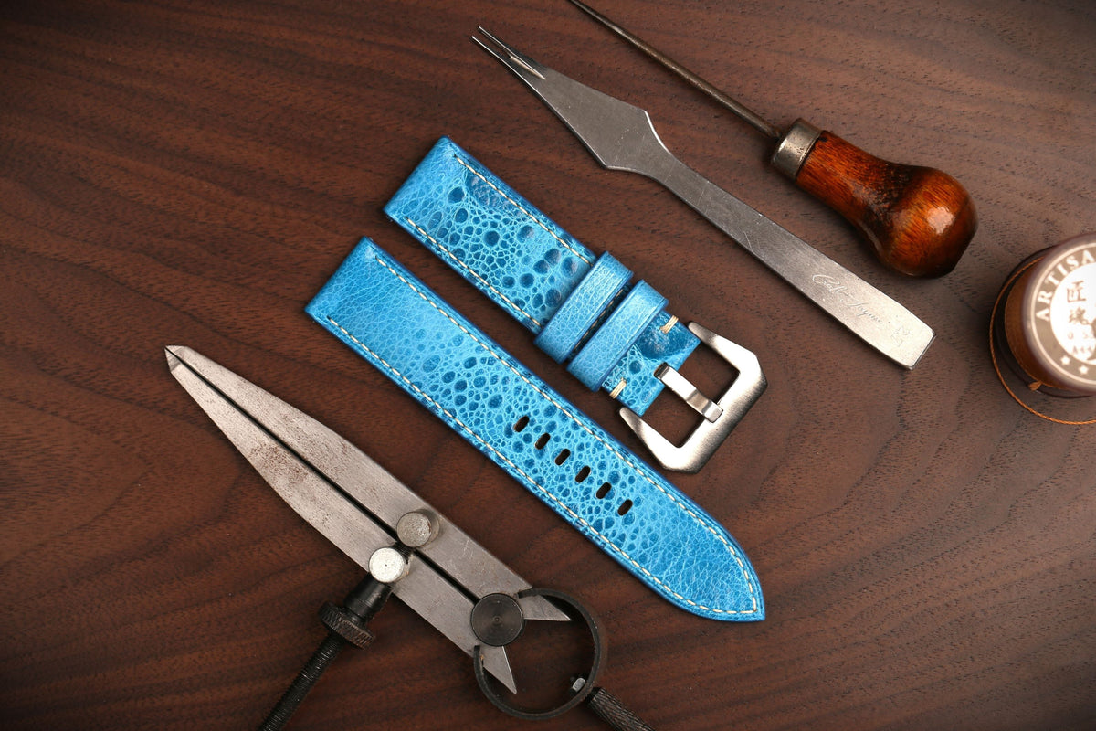 Bespoke Blue Toad Leather Watch Strap for Panerai 20/22/24/26/27mm