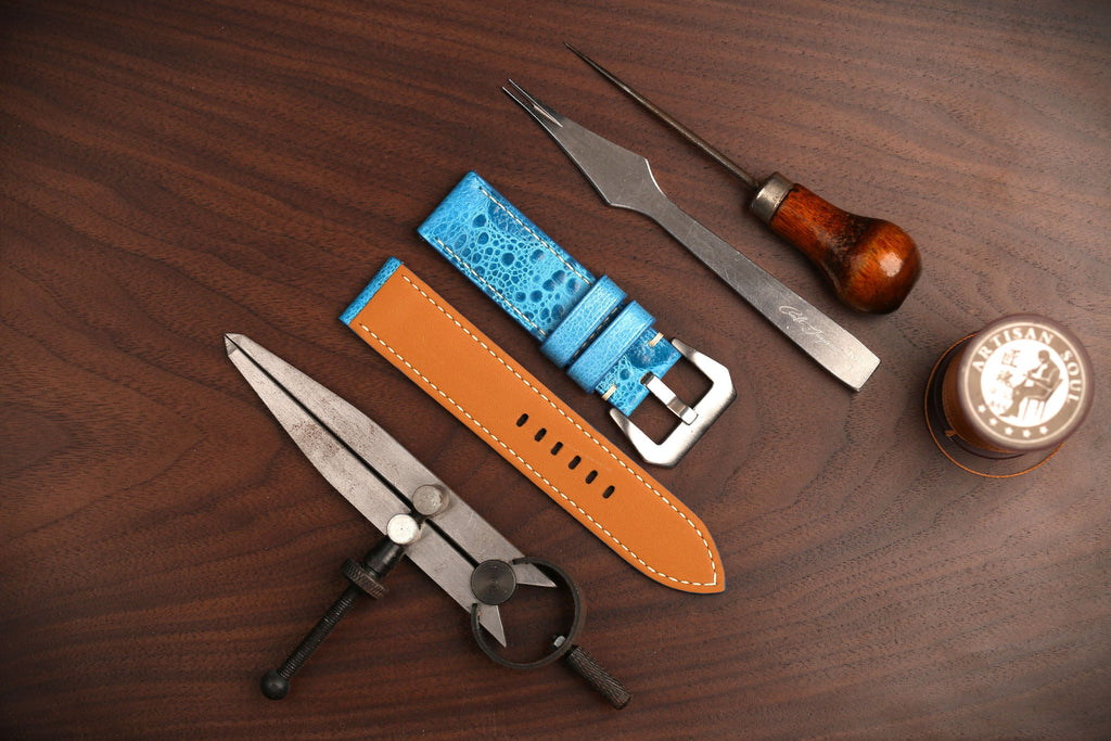 Bespoke Blue Toad Leather Watch Strap for Panerai 20/22/24/26/27mm