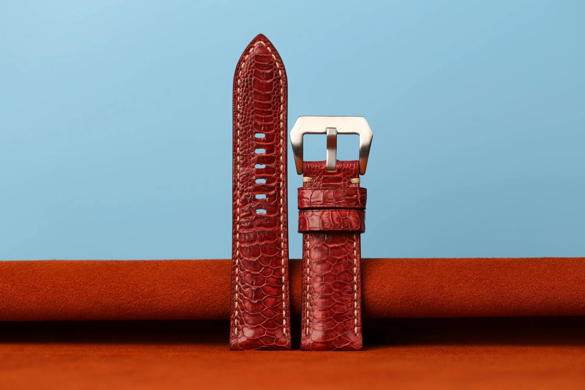 Kentostraps Burgundy Chicklen Leg Leather Watch Strap for Panerai 18mm 20mm 22mm 24mm 26mm 27mm