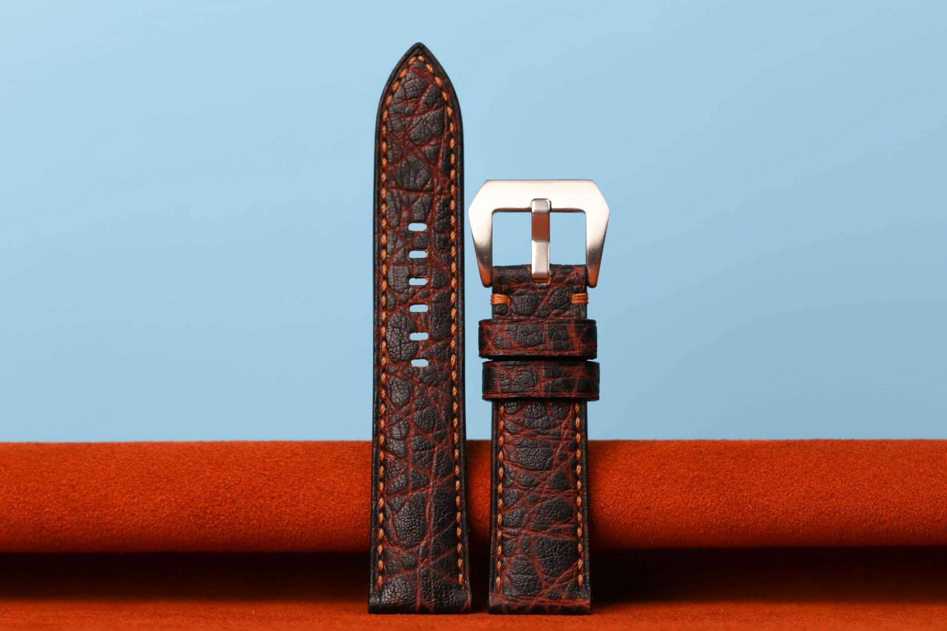 Black Burgundy Elephant Watch strap 24mm (3)
