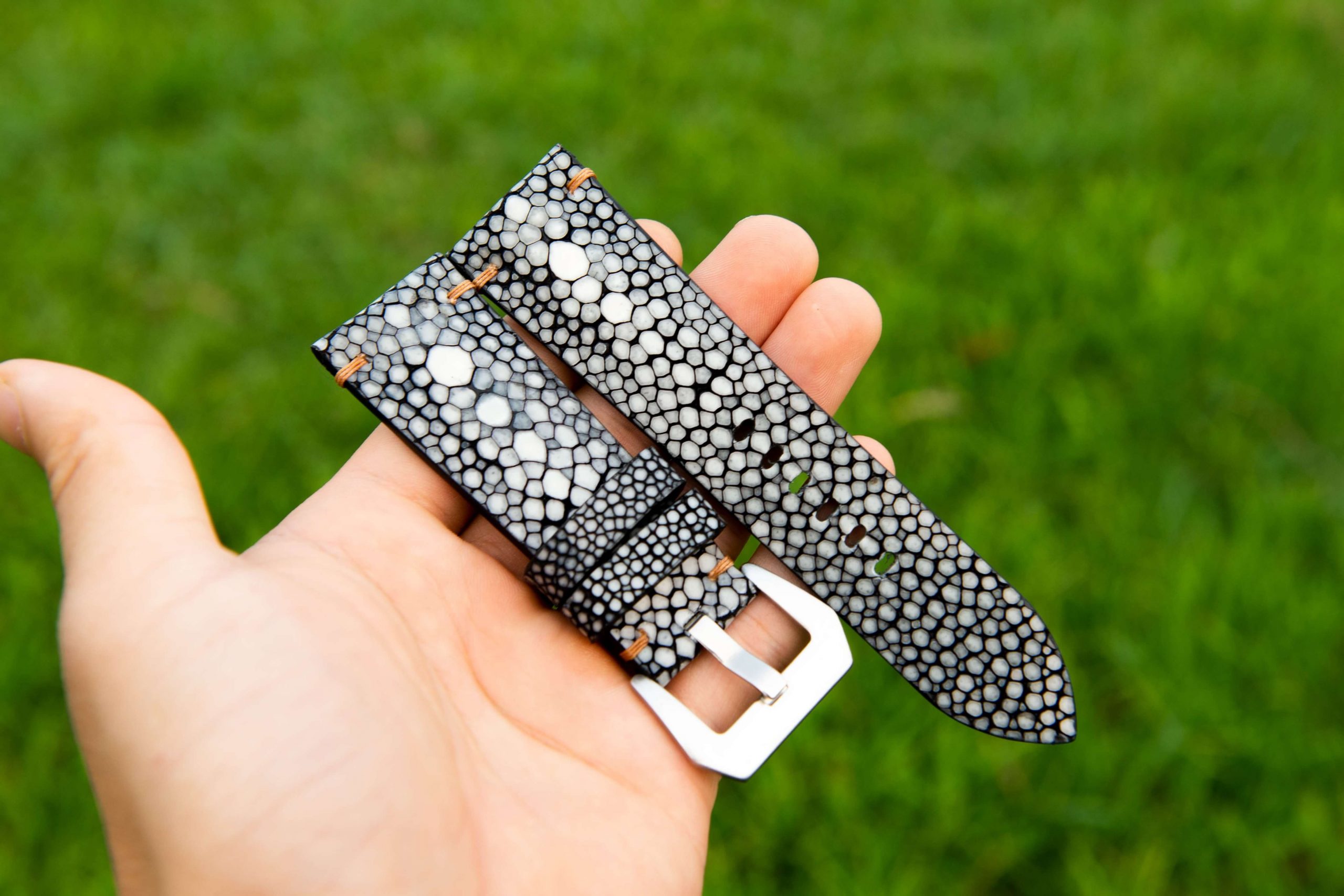 double pearl black stingray watch strap