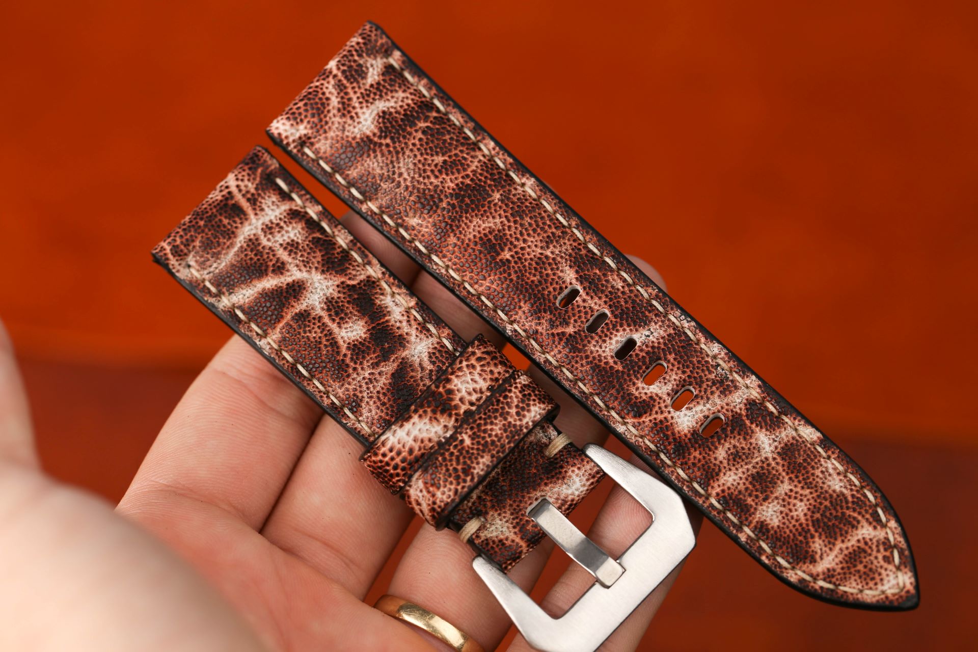 white burgundy Elephant Watch strap 24mm (3)