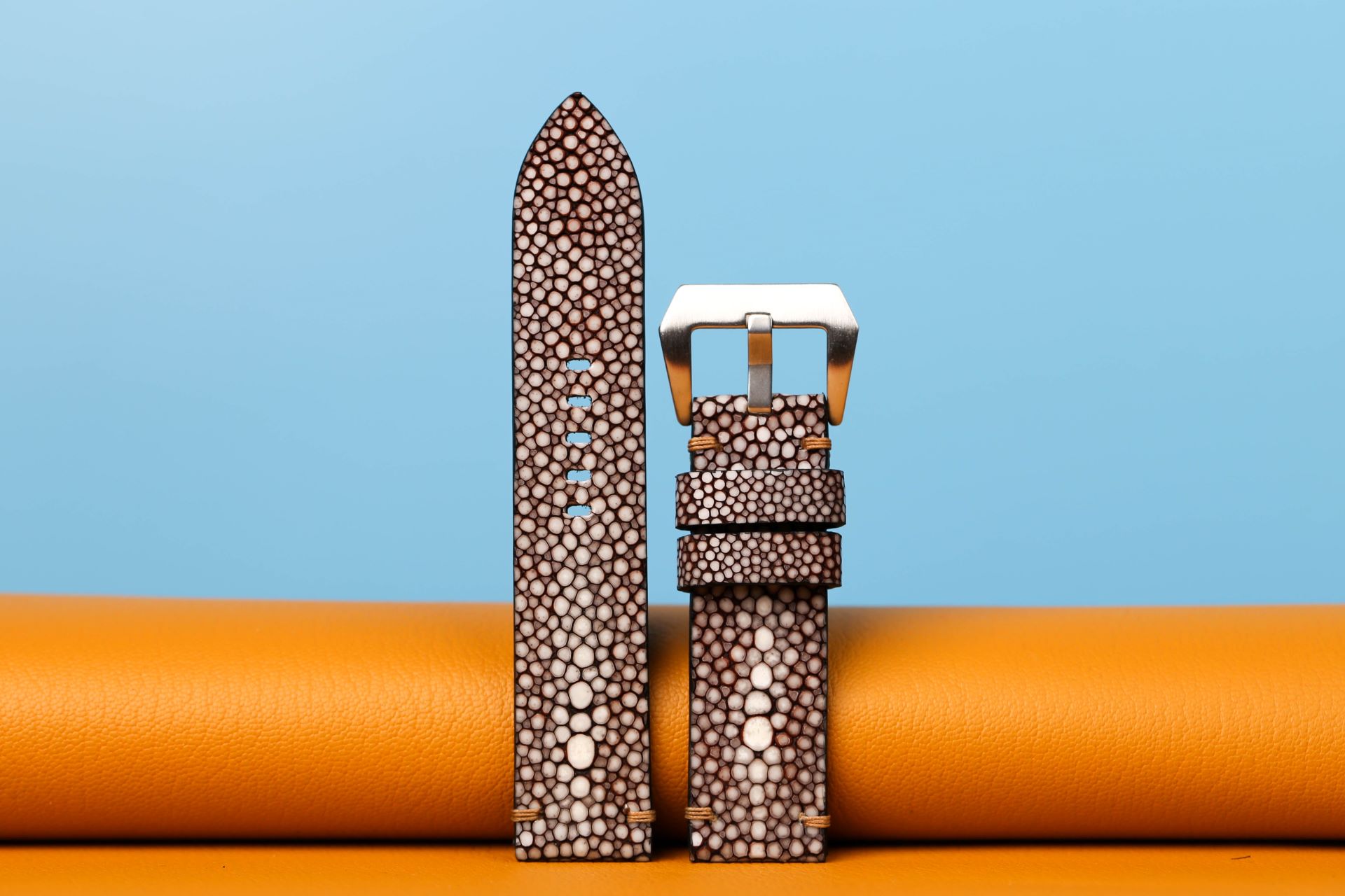 double pearl light brown stingray watch strap (3)