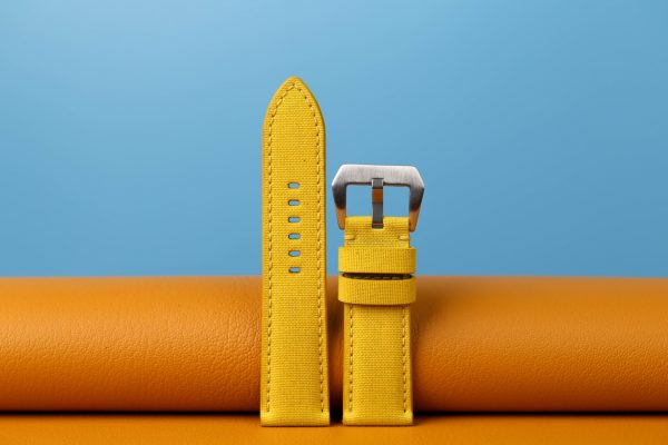 yellow canvas watch strap