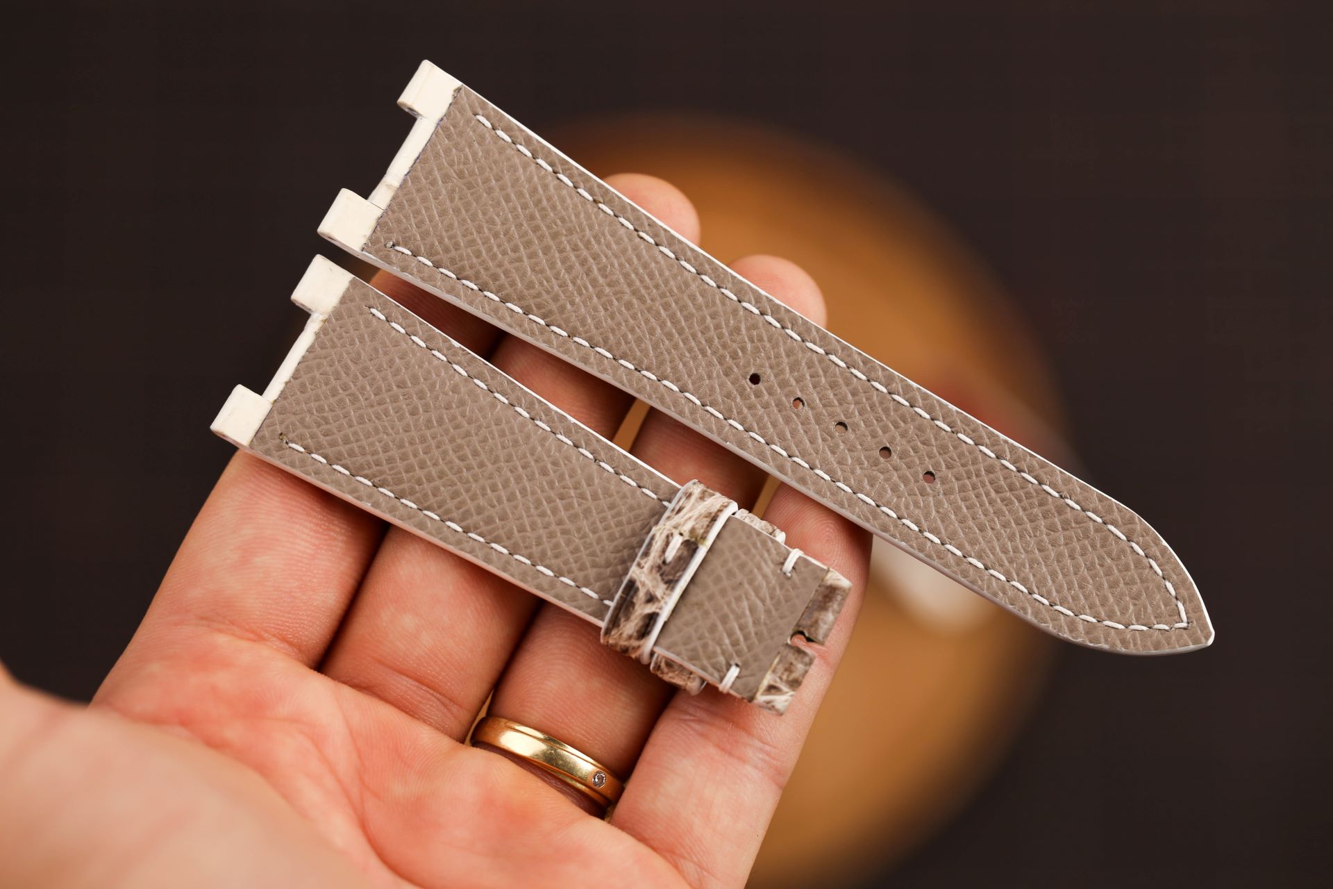 Gray Lining Himalyan Alligator Leather Watch Strap