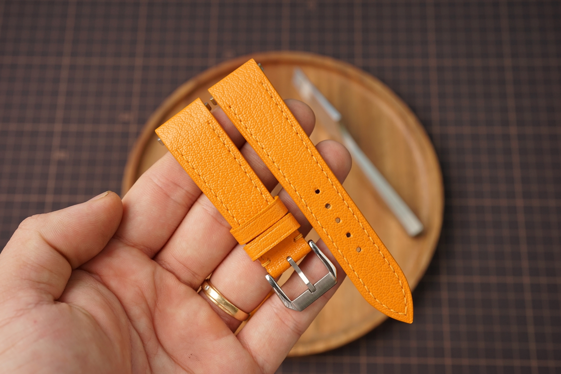 Orange Alran Leather Watch Strap For Cartier Watch