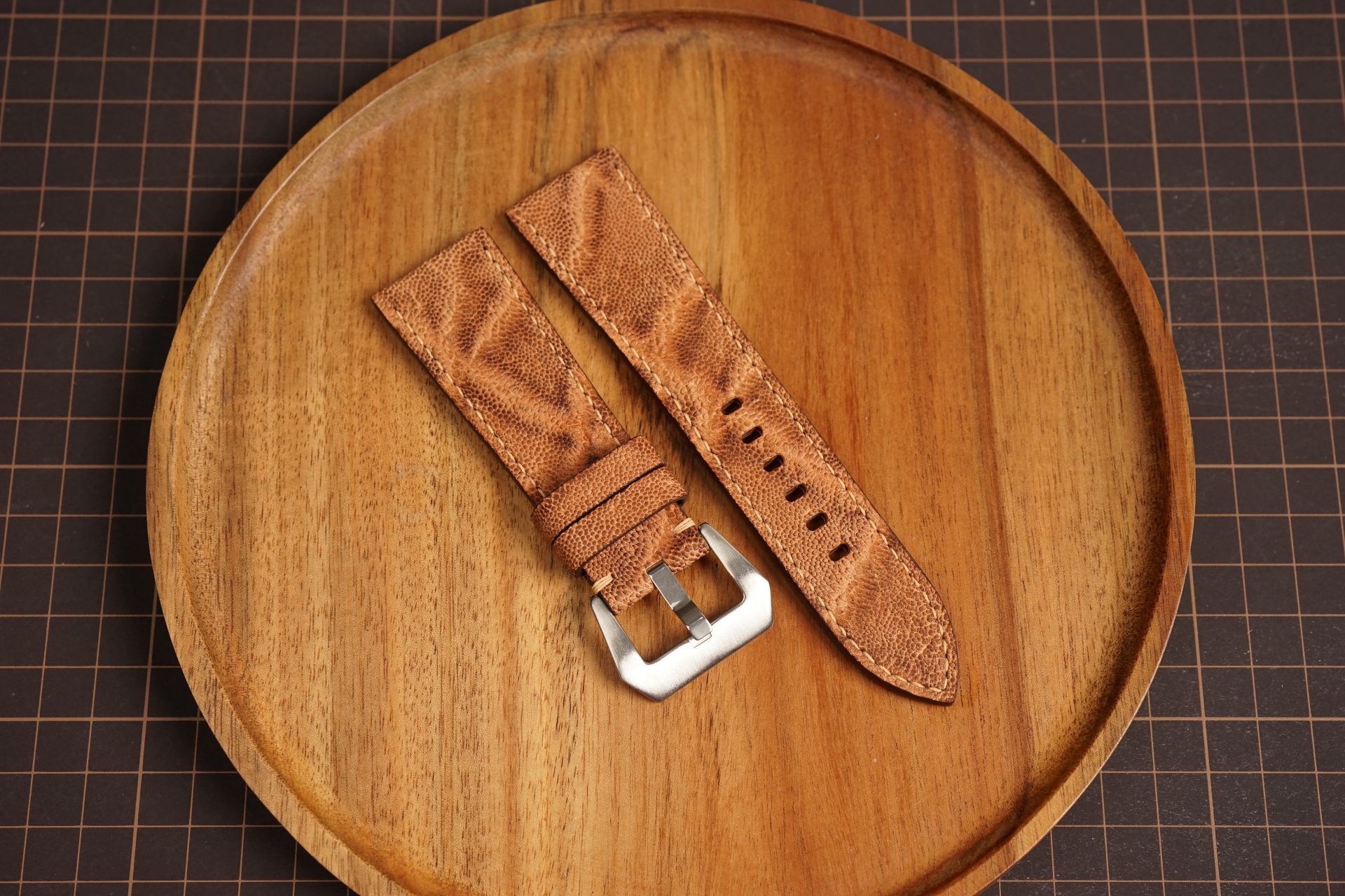 Bespoke Brown Elephant Leather Watch Strap, Panerai Watch Strap (1) Bespoke Brown Elephant Leather Watch Strap, Panerai Watch Strap