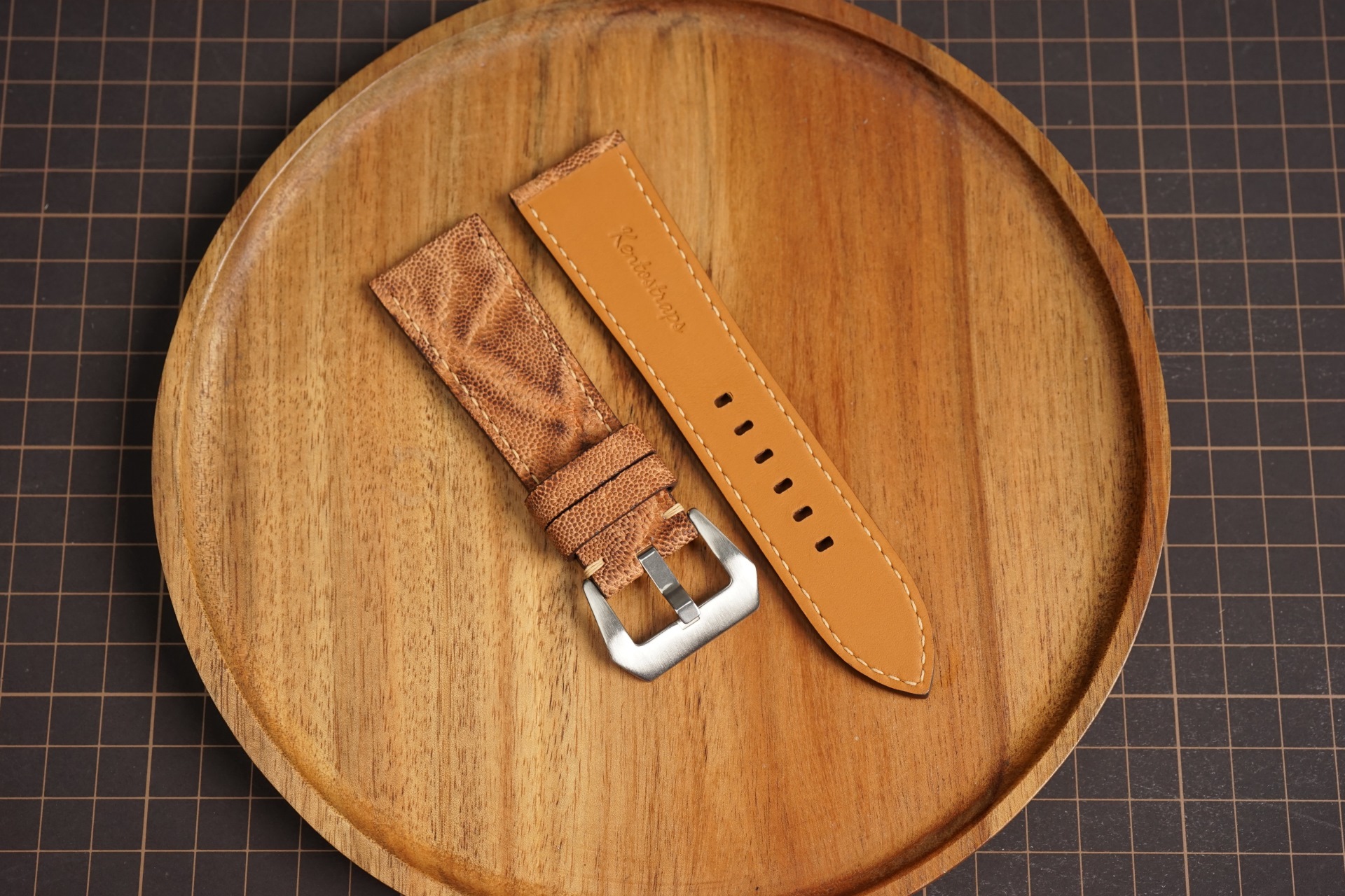 Bespoke Brown Elephant Leather Watch Strap, Panerai Watch Strap (2) Bespoke Brown Elephant Leather Watch Strap, Panerai Watch Strap