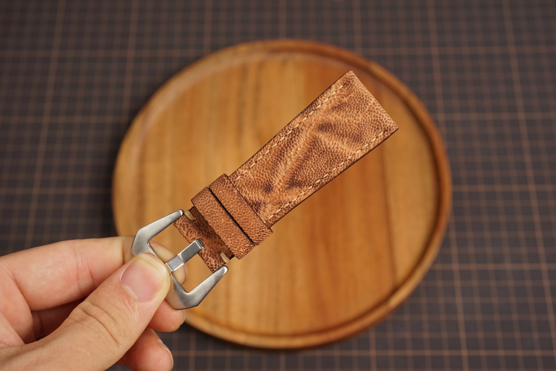 Bespoke Brown Elephant Leather Watch Strap, Panerai Watch Strap (5) Bespoke Brown Elephant Leather Watch Strap, Panerai Watch Strap