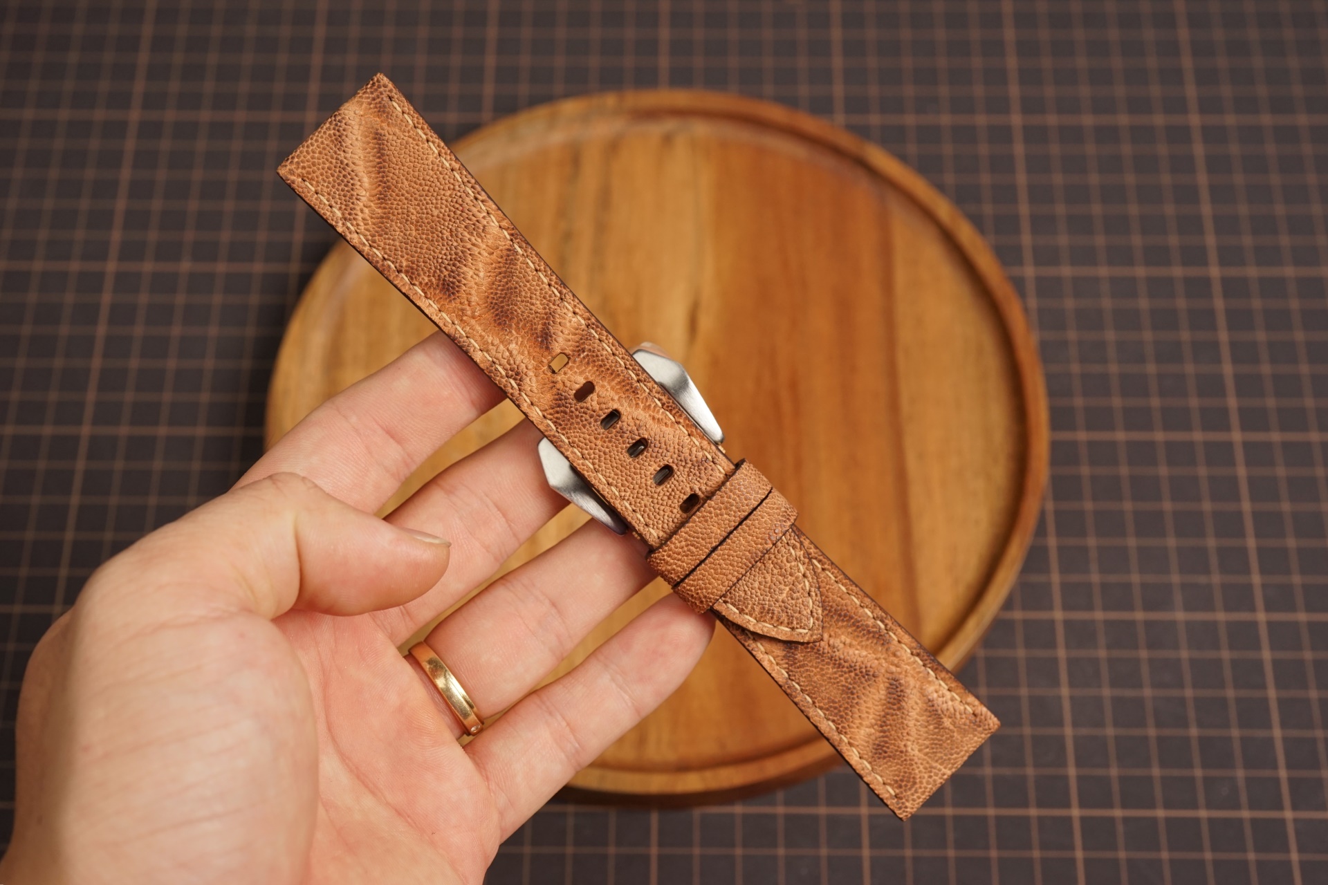 Bespoke Brown Elephant Leather Watch Strap, Panerai Watch Strap (8) Bespoke Brown Elephant Leather Watch Strap, Panerai Watch Strap