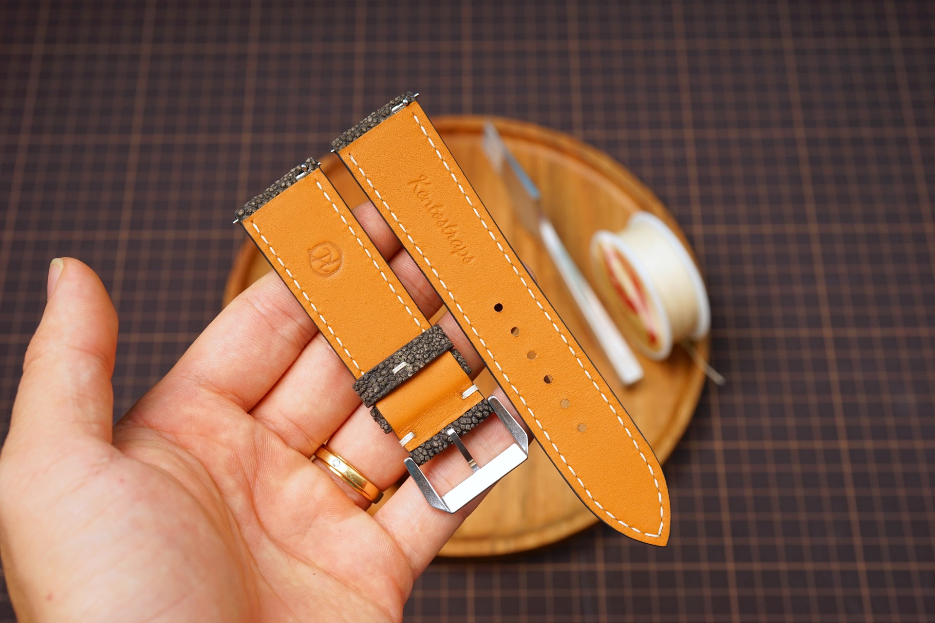 Bespoke Gray Elephant Leather Watch Strap, Custom Tudor Watch Strap Bespoke Gray Elephant Leather Watch Strap, Custom Tudor Watch Strap