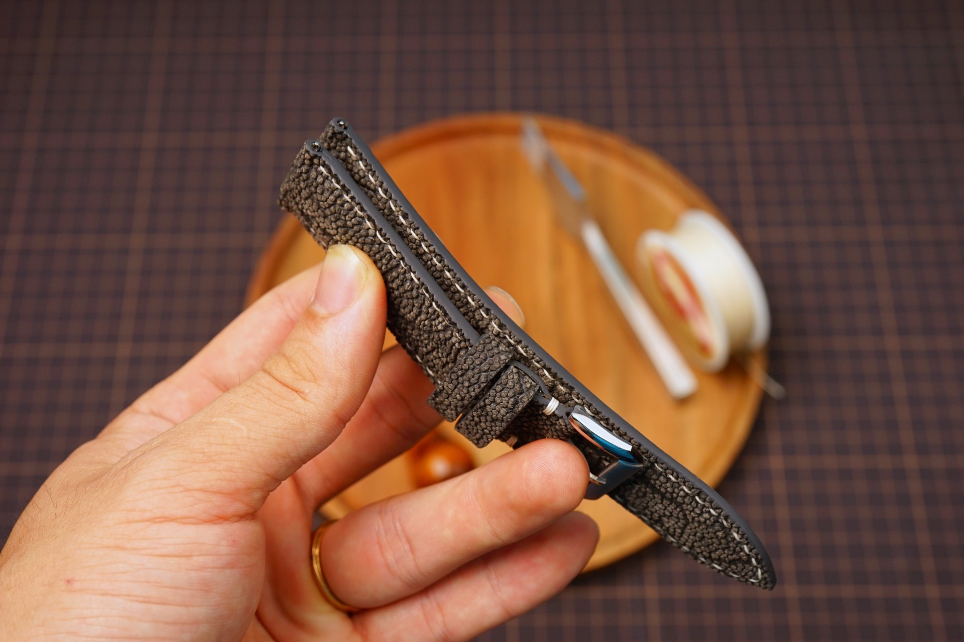 Bespoke Gray Elephant Leather Watch Strap, Custom Tudor Watch Strap Bespoke Gray Elephant Leather Watch Strap, Custom Tudor Watch Strap