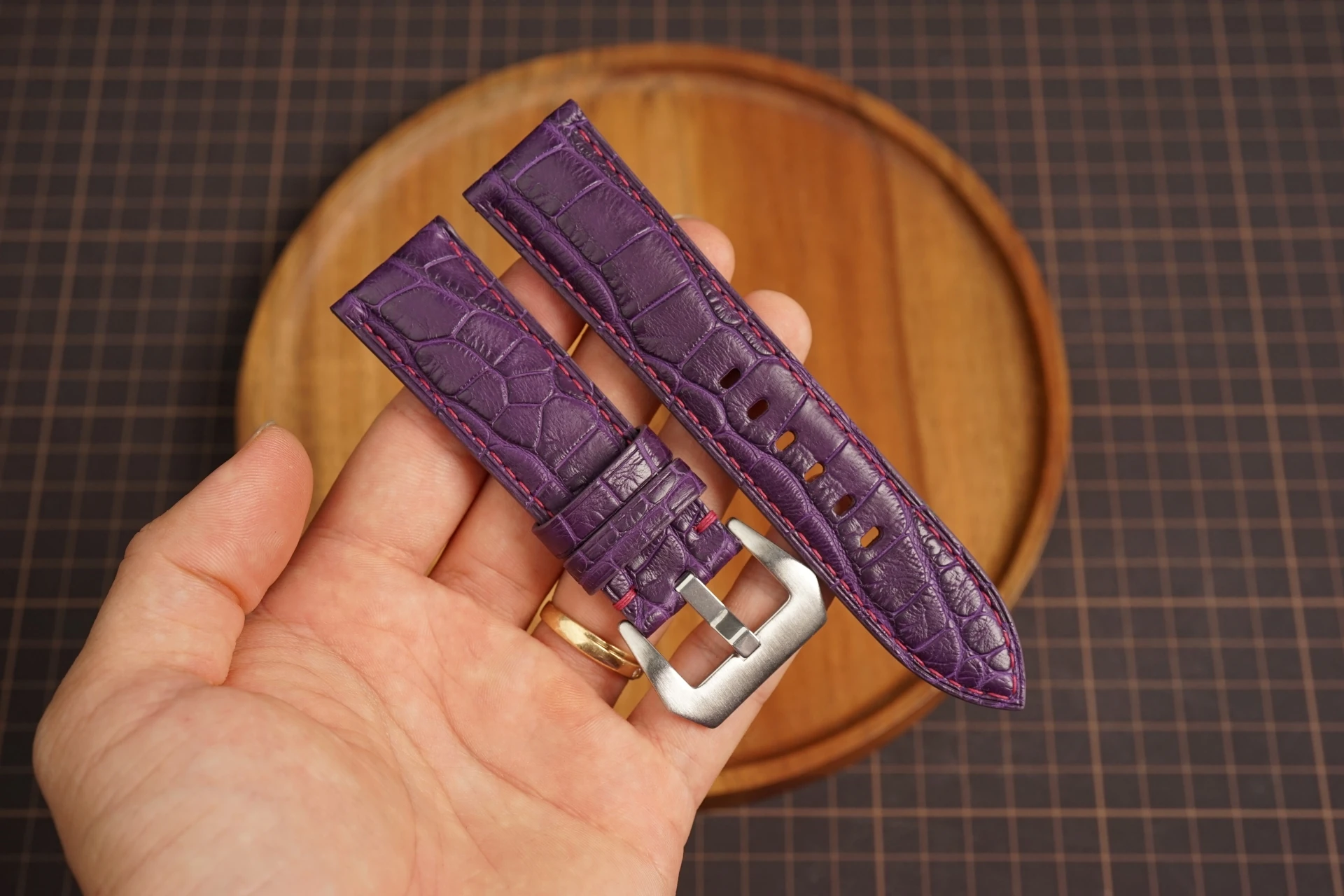 Kentostraps Purple Alligator Leather Watch Strap for Panerai 18mm 20mm 22mm 24mm 26mm 27mm