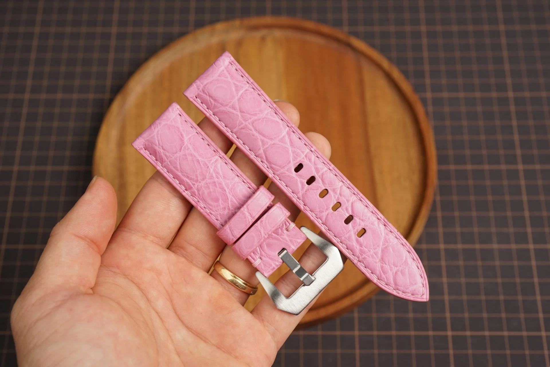 Kentostraps Rose Pink Alligator Leather Watch Strap for Panerai 18mm 20mm 22mm 24mm 26mm 27mm