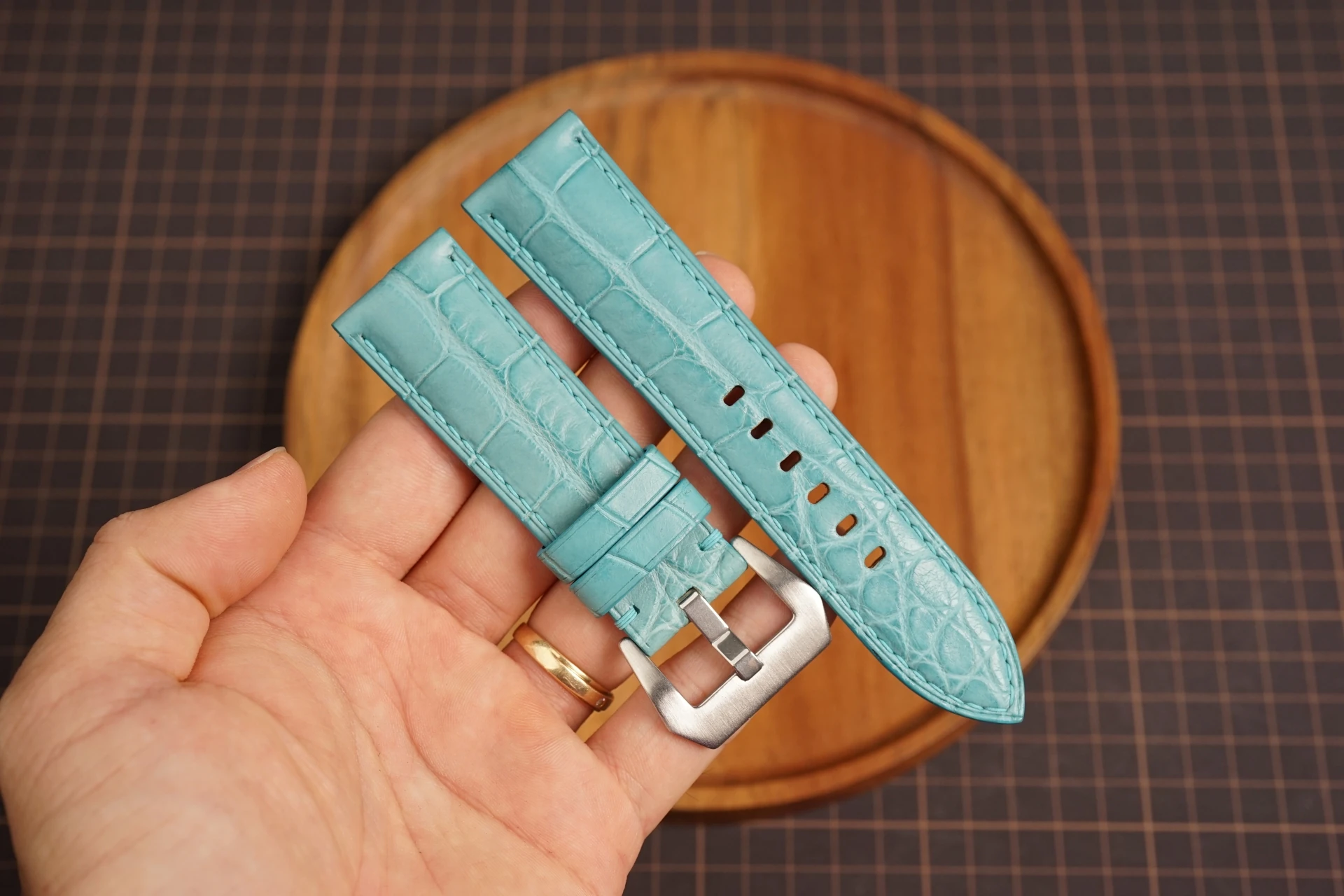 Kentostraps Sky Blue Alligator Leather Watch Strap for Panerai 18mm 20mm 22mm 24mm 26mm 27mm