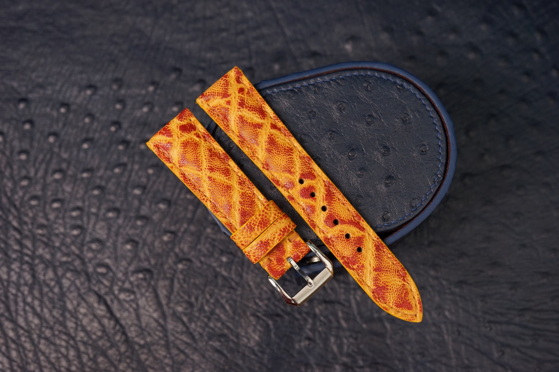 Bespoke Two Tone Yellow Leather Watch Strap, Custom Vintage Watch Strap (2) Bespoke Two Tone Yellow Leather Watch Strap, Custom Vintage Watch Strap