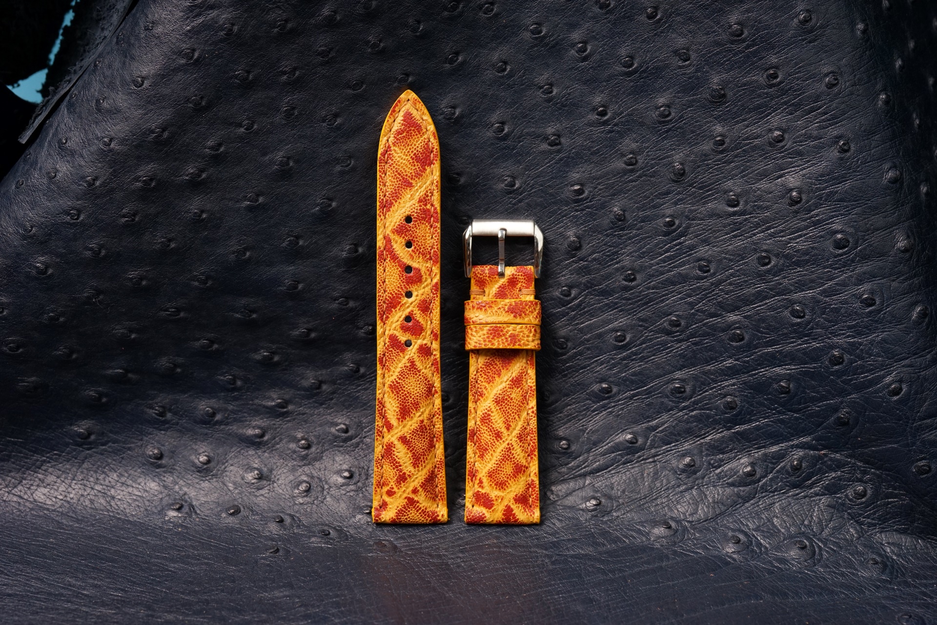 Bespoke Two Tone Yellow Leather Watch Strap, Custom Vintage Watch Strap (4) Bespoke Two Tone Yellow Leather Watch Strap, Custom Vintage Watch Strap