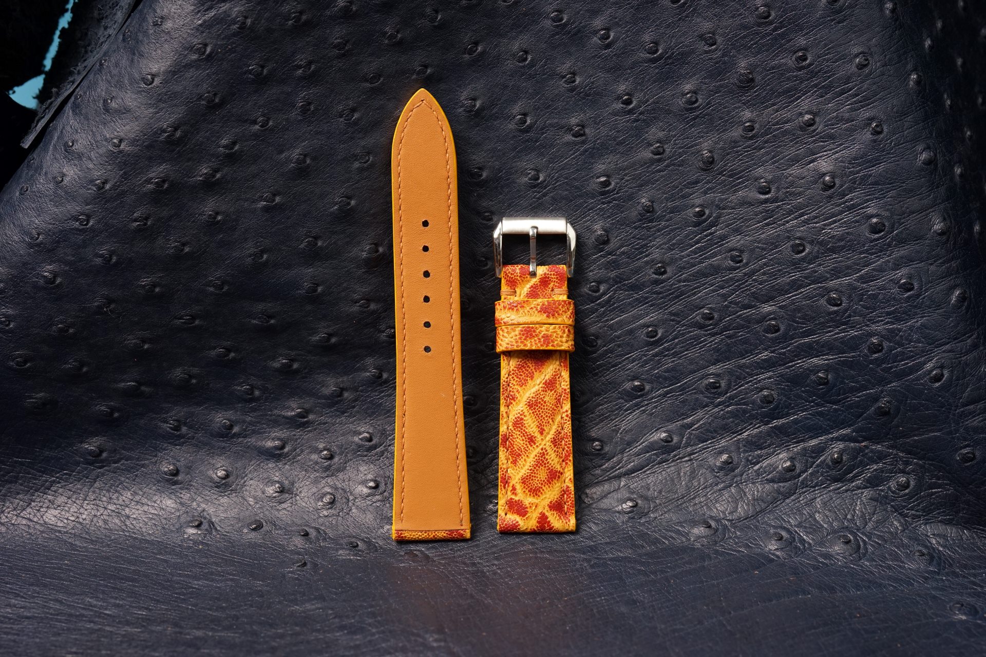 Bespoke Two Tone Yellow Leather Watch Strap, Custom Vintage Watch Strap (5) Bespoke Two Tone Yellow Leather Watch Strap, Custom Vintage Watch Strap