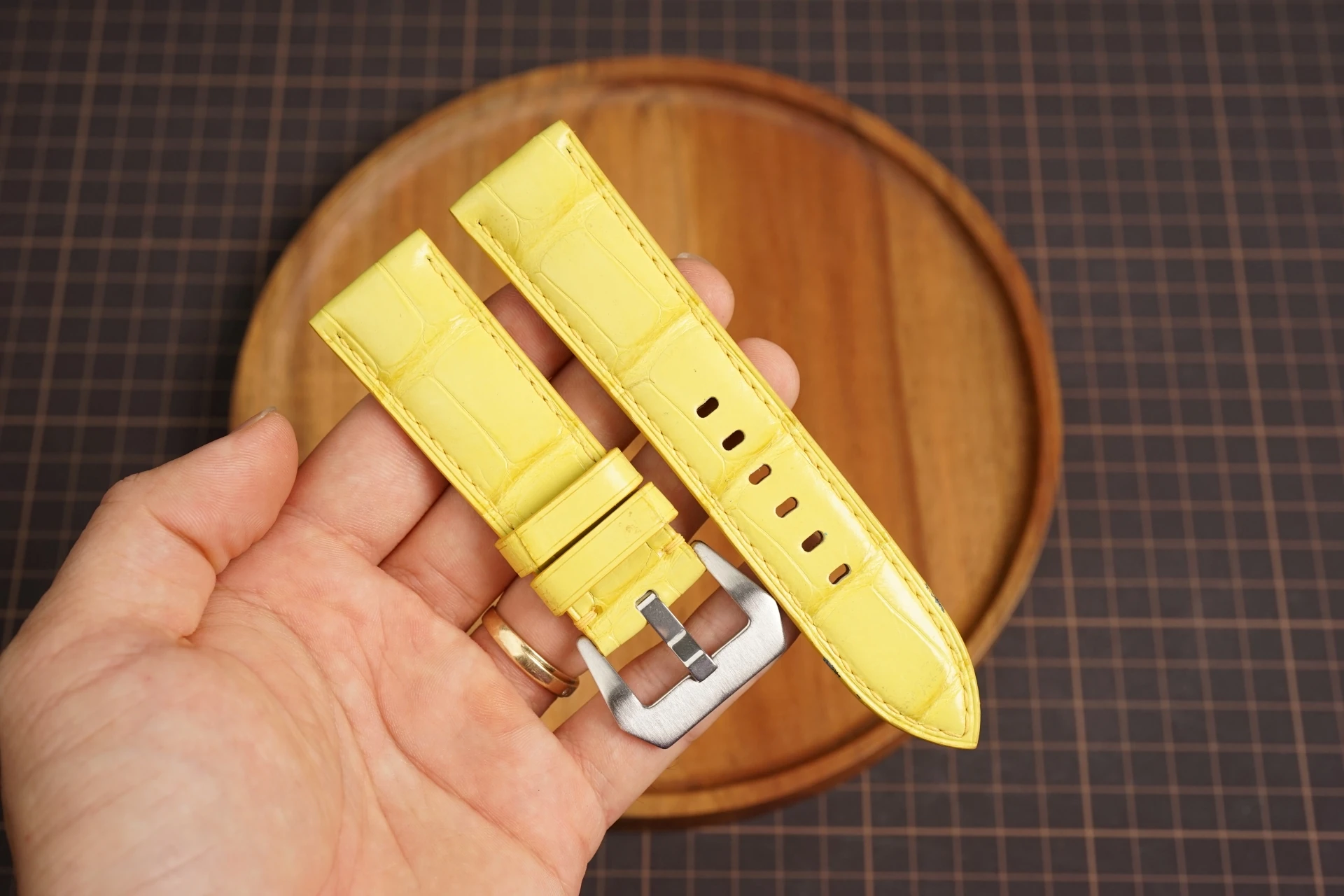 Kentostraps Lime Yellow Alligator Leather Watch Strap for Panerai 18mm 20mm 22mm 24mm 26mm 27mm