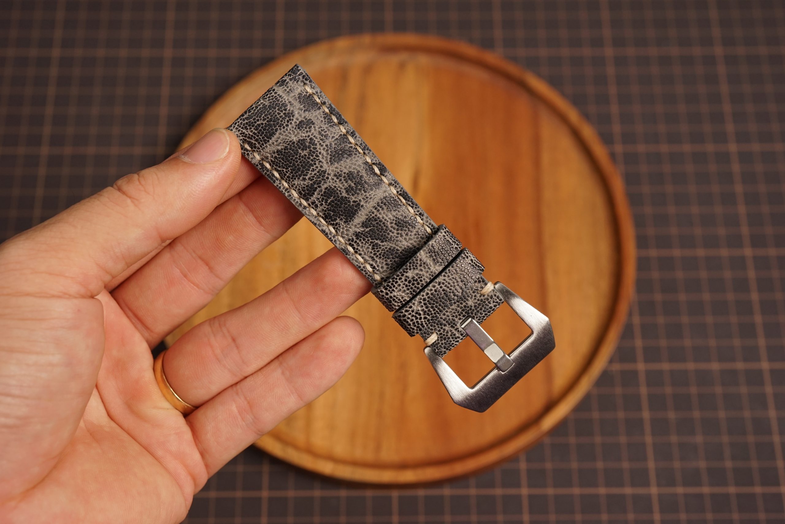 Exotic Gray Elephant Leather Watch Strap for Panerai 20mm 22mm 24mm 26mm (16) Exotic Gray Elephant Leather Watch Strap for Panerai 20mm 22mm 24mm 26mm