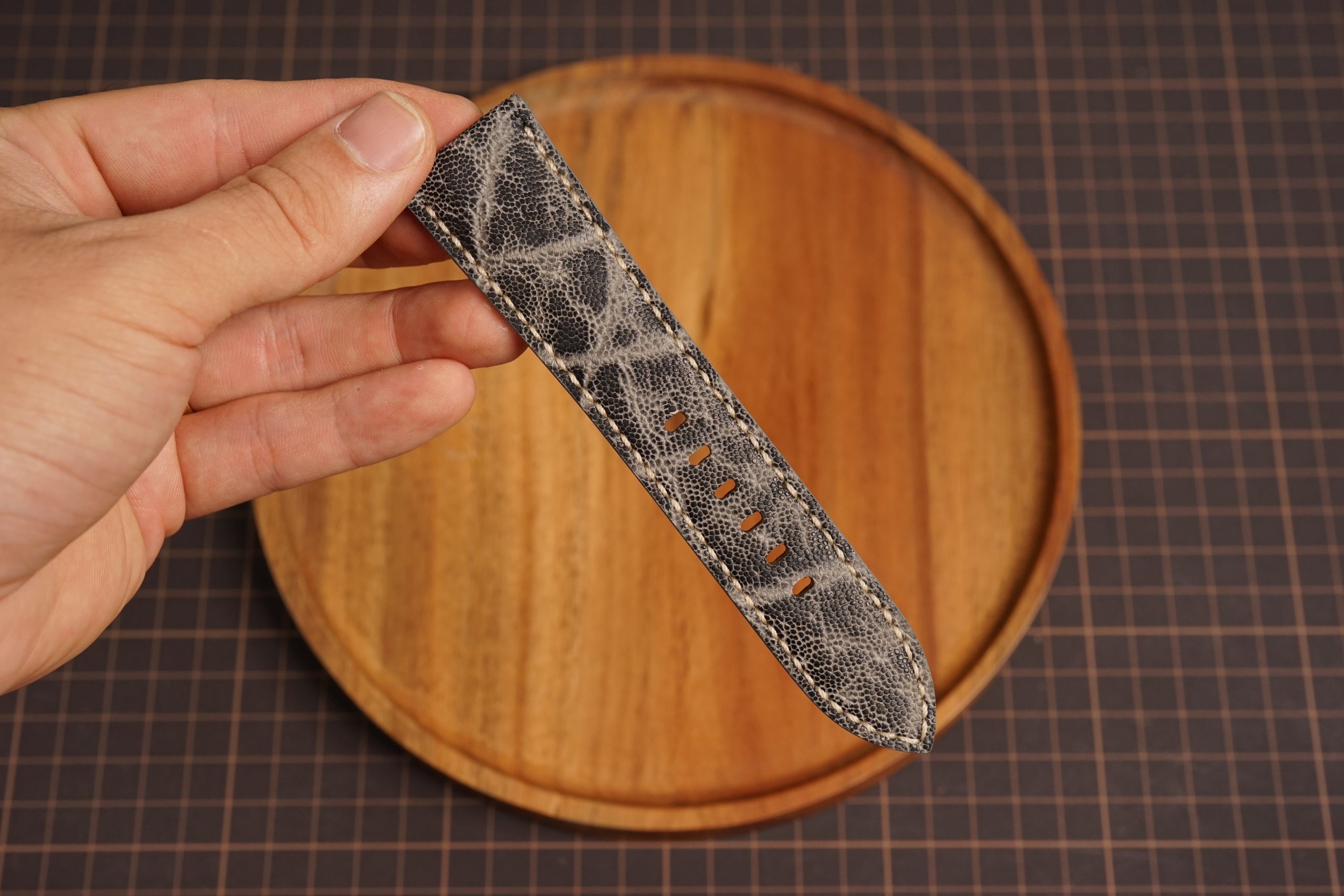 Exotic Gray Elephant Leather Watch Strap for Panerai 20mm 22mm 24mm 26mm (17) Exotic Gray Elephant Leather Watch Strap for Panerai 20mm 22mm 24mm 26mm