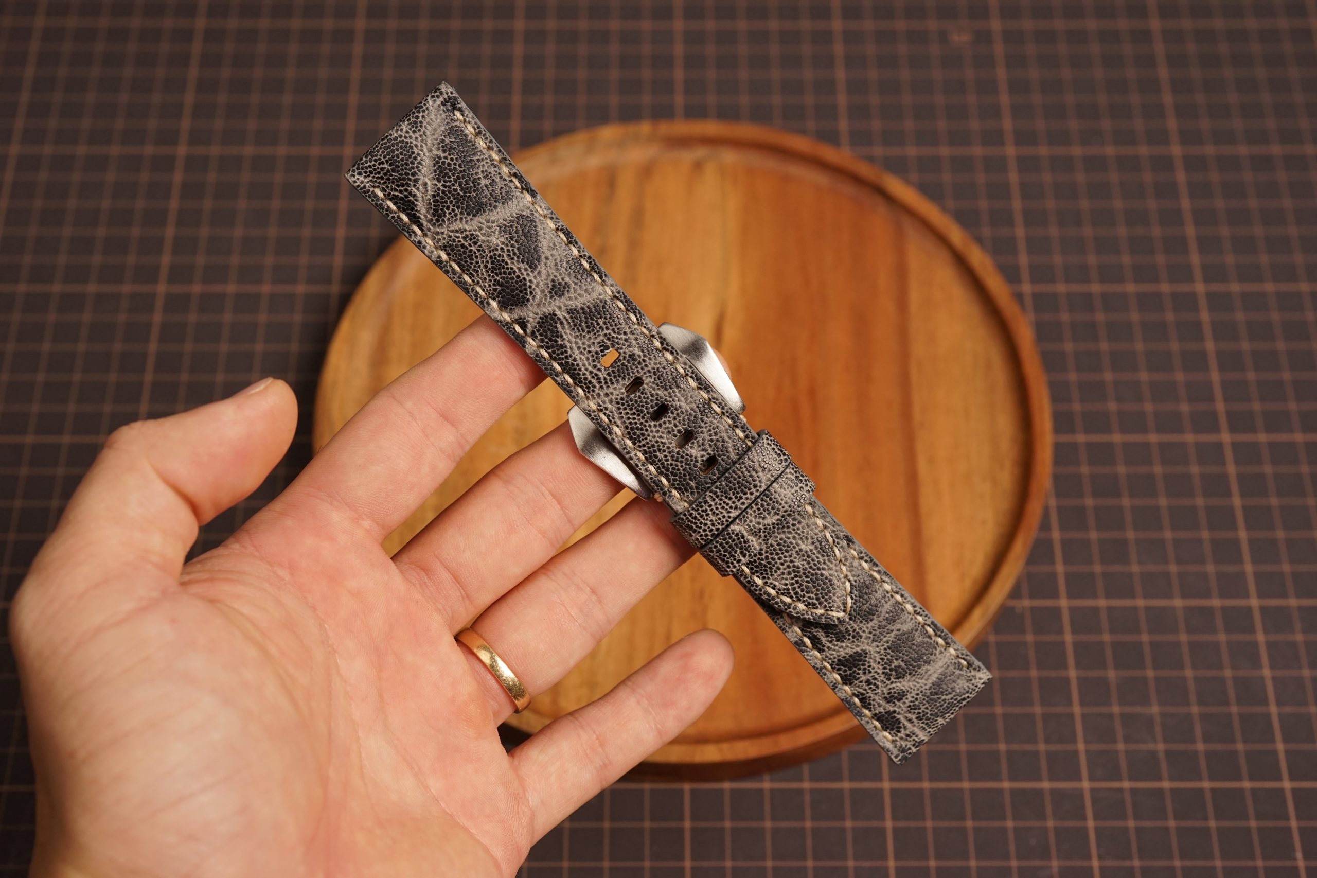 Exotic Gray Elephant Leather Watch Strap for Panerai 20mm 22mm 24mm 26mm (19) Exotic Gray Elephant Leather Watch Strap for Panerai 20mm 22mm 24mm 26mm