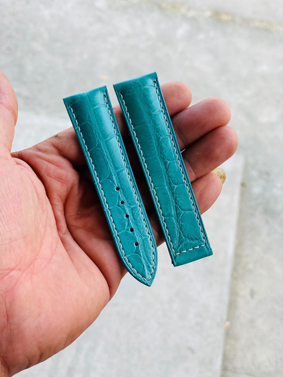 Bespoke Baby Blue Alligator Watch Strap, Omega Watch band