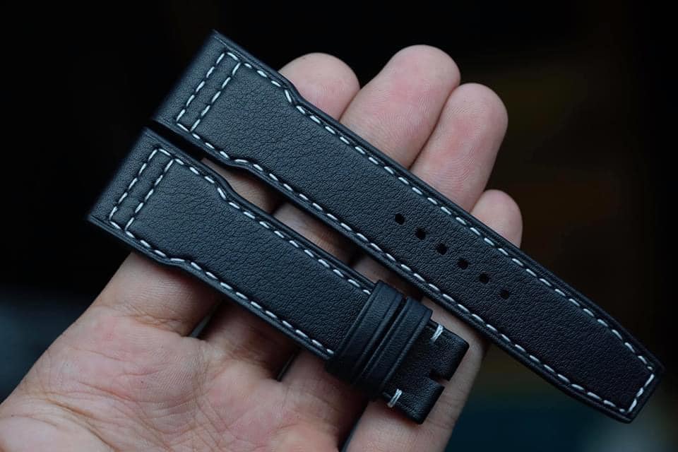 Bespoke Black Swift Leather Watch Strap for IWC