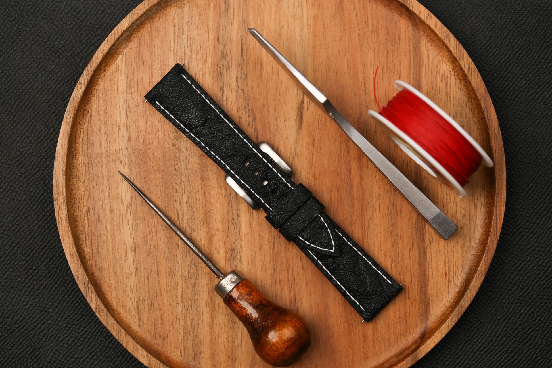 Bespoke black elephant leather watch strap for Oris watch (10) Bespoke black elephant leather watch strap for Oris watch