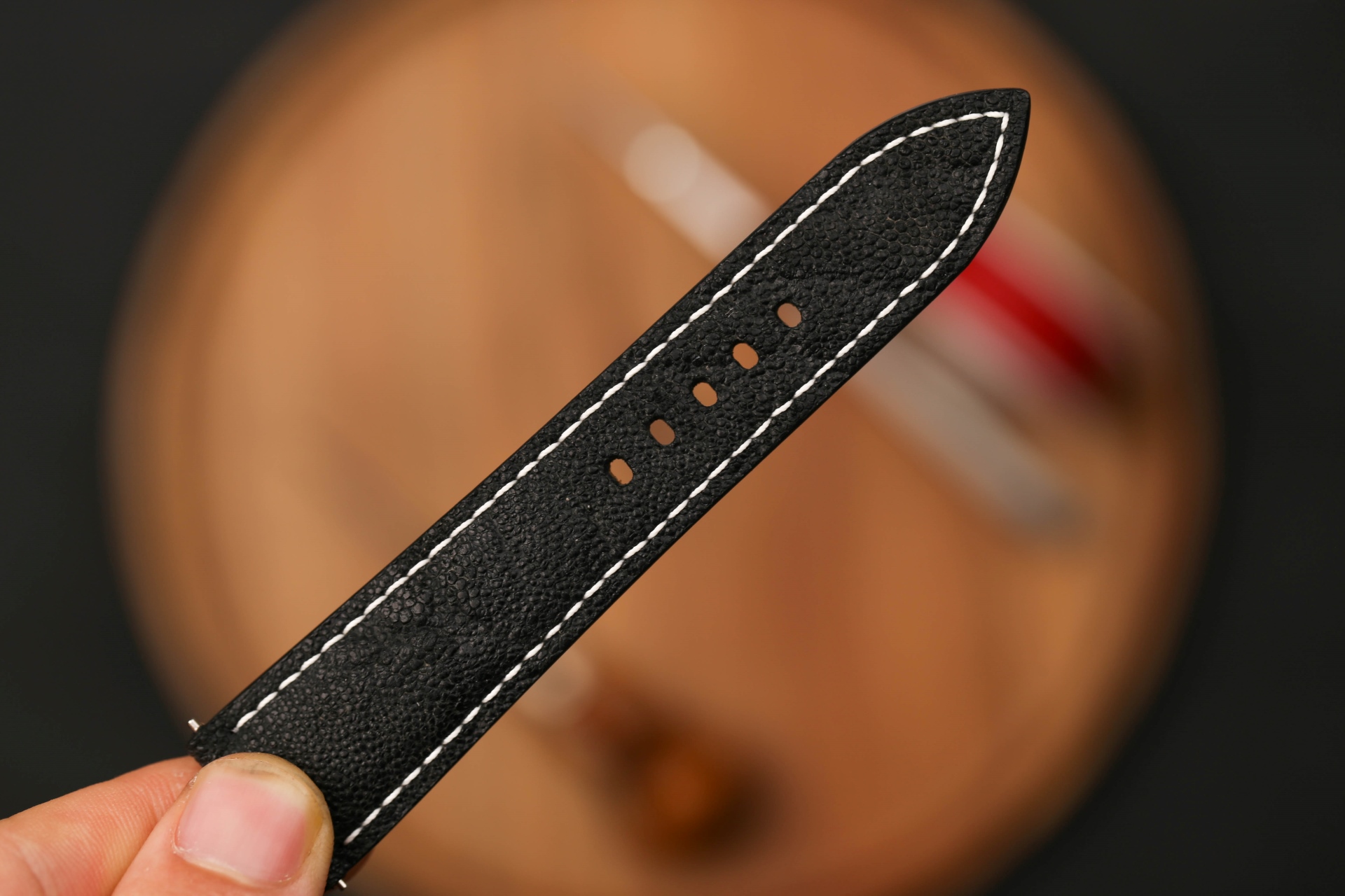 Bespoke black elephant leather watch strap for Oris watch (11) Bespoke black elephant leather watch strap for Oris watch