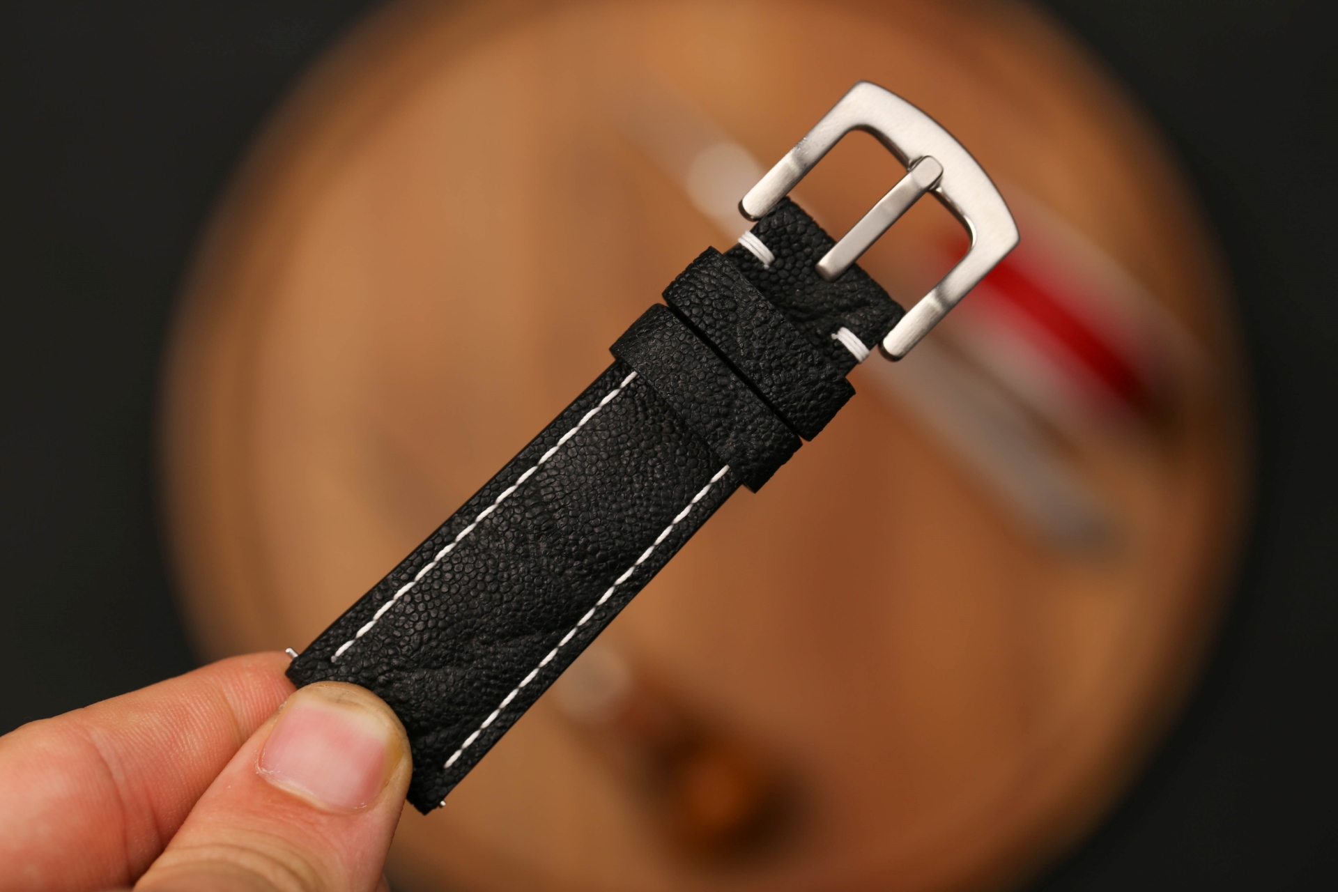 Bespoke black elephant leather watch strap for Oris watch (12) Bespoke black elephant leather watch strap for Oris watch