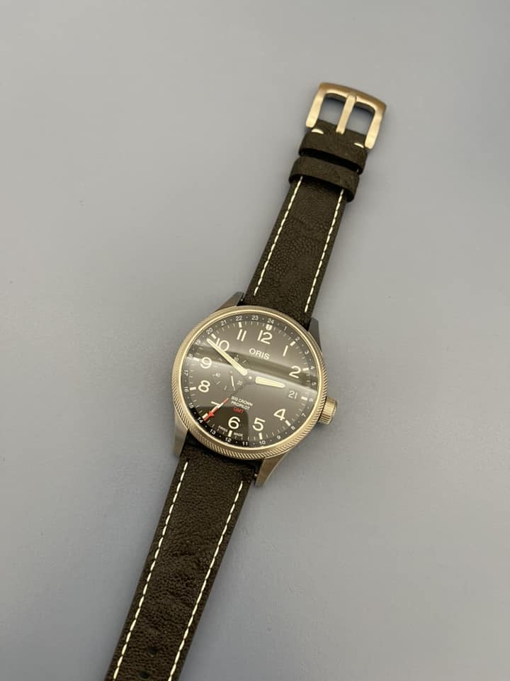 Bespoke black elephant leather watch strap for Oris watch (17) Bespoke black elephant leather watch strap for Oris watch