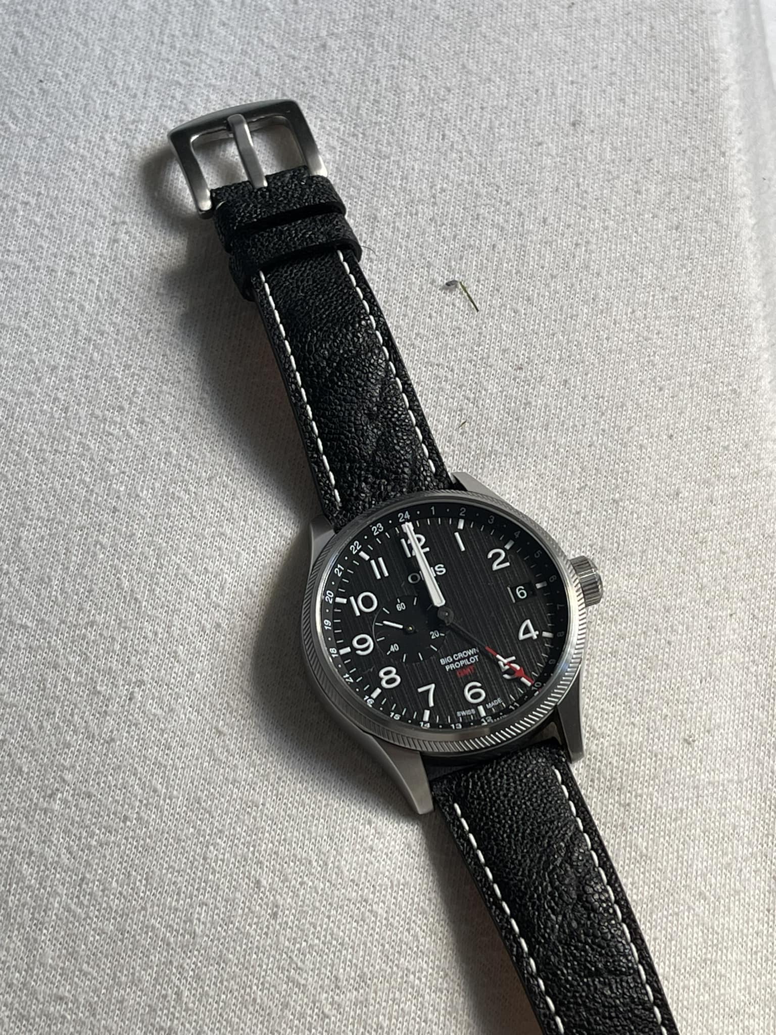 Bespoke black elephant leather watch strap for Oris watch (18) Bespoke black elephant leather watch strap for Oris watch