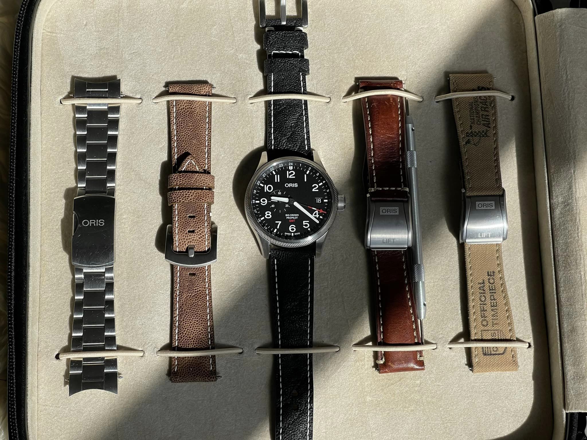 Bespoke black elephant leather watch strap for Oris watch (6)