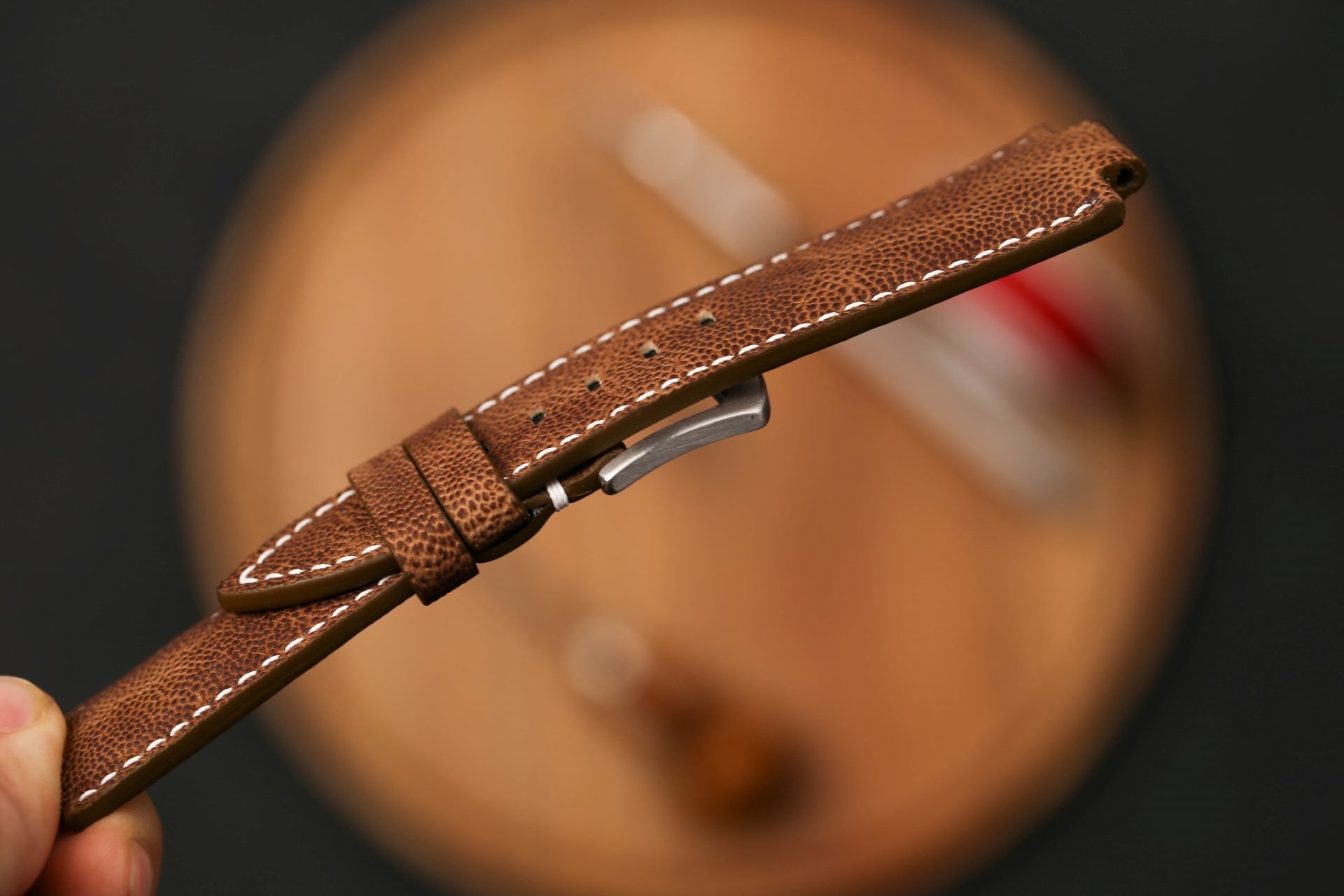 Bespoke brown Elephant leather watch strap for Oris Aquis 43mm (11) Bespoke brown Elephant leather watch strap for Oris Aquis 43mm