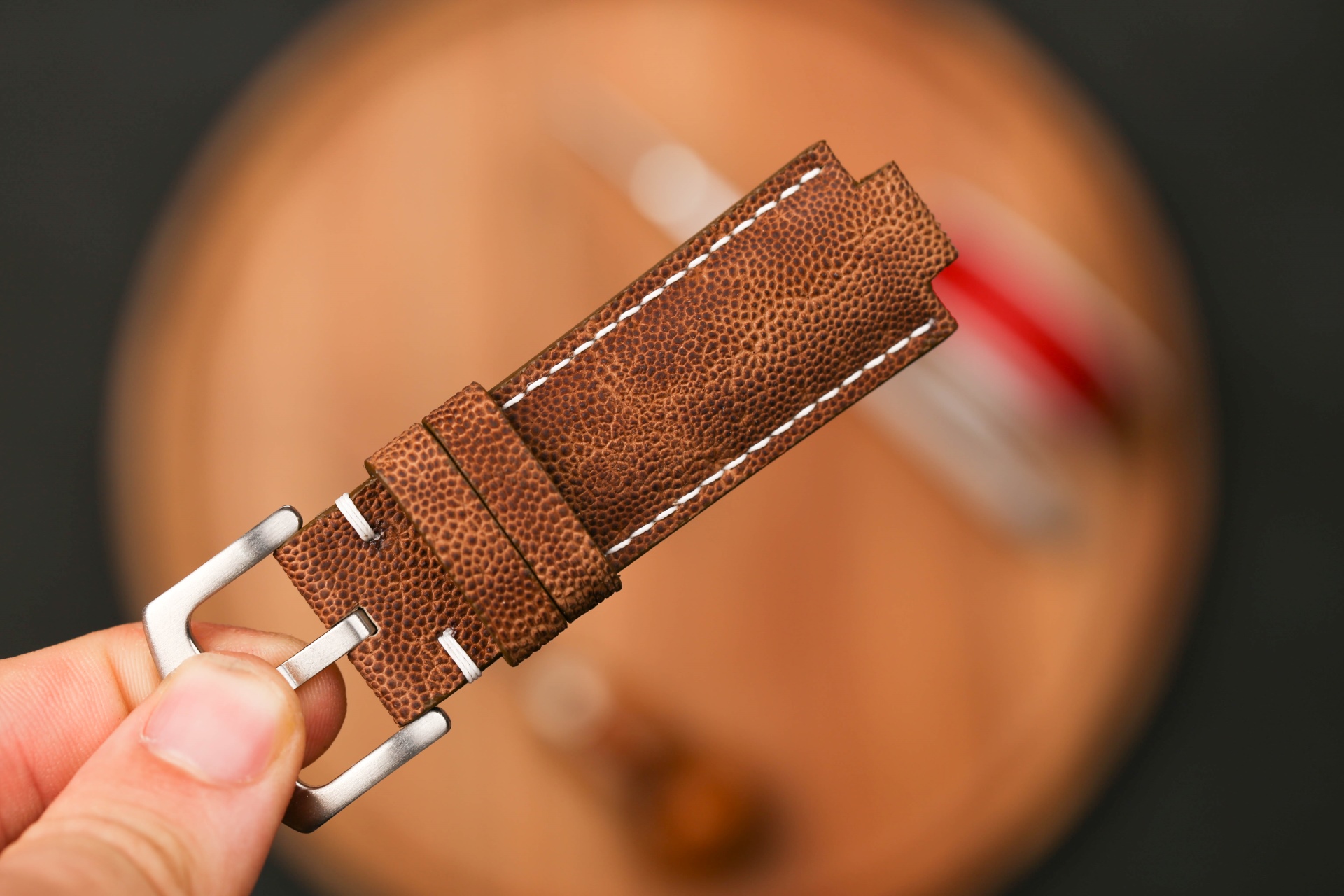 Bespoke brown Elephant leather watch strap for Oris Aquis 43mm (17) Bespoke brown Elephant leather watch strap for Oris Aquis 43mm