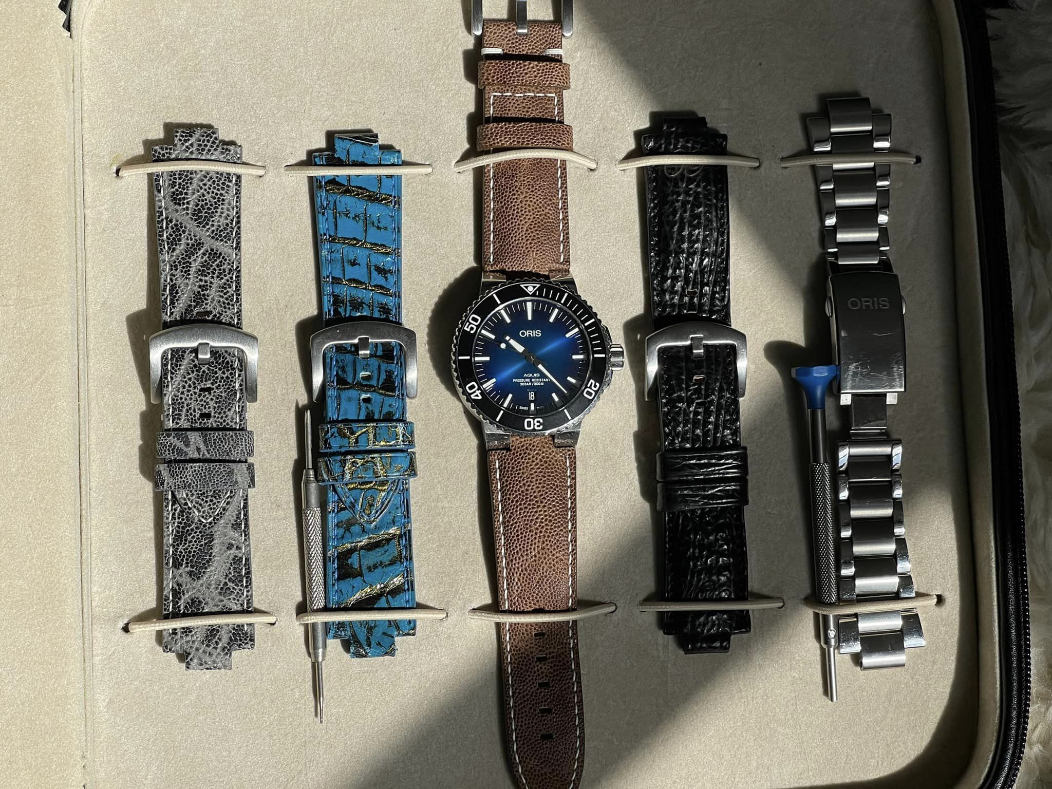 Bespoke brown Elephant leather watch strap for Oris Aquis 43mm (6)