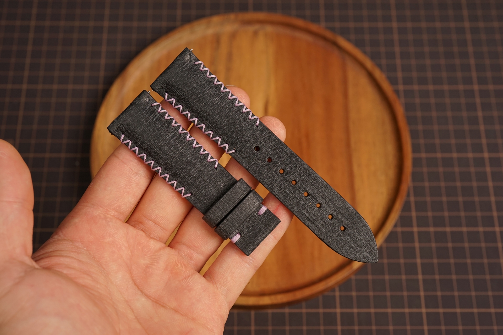 Bespoke Black Baby Babele Leather Watch Strap, Custom watch strap